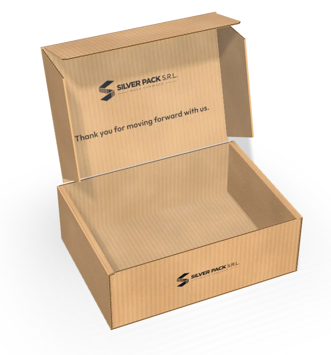 Open e-commerce mailer with printed inside lid