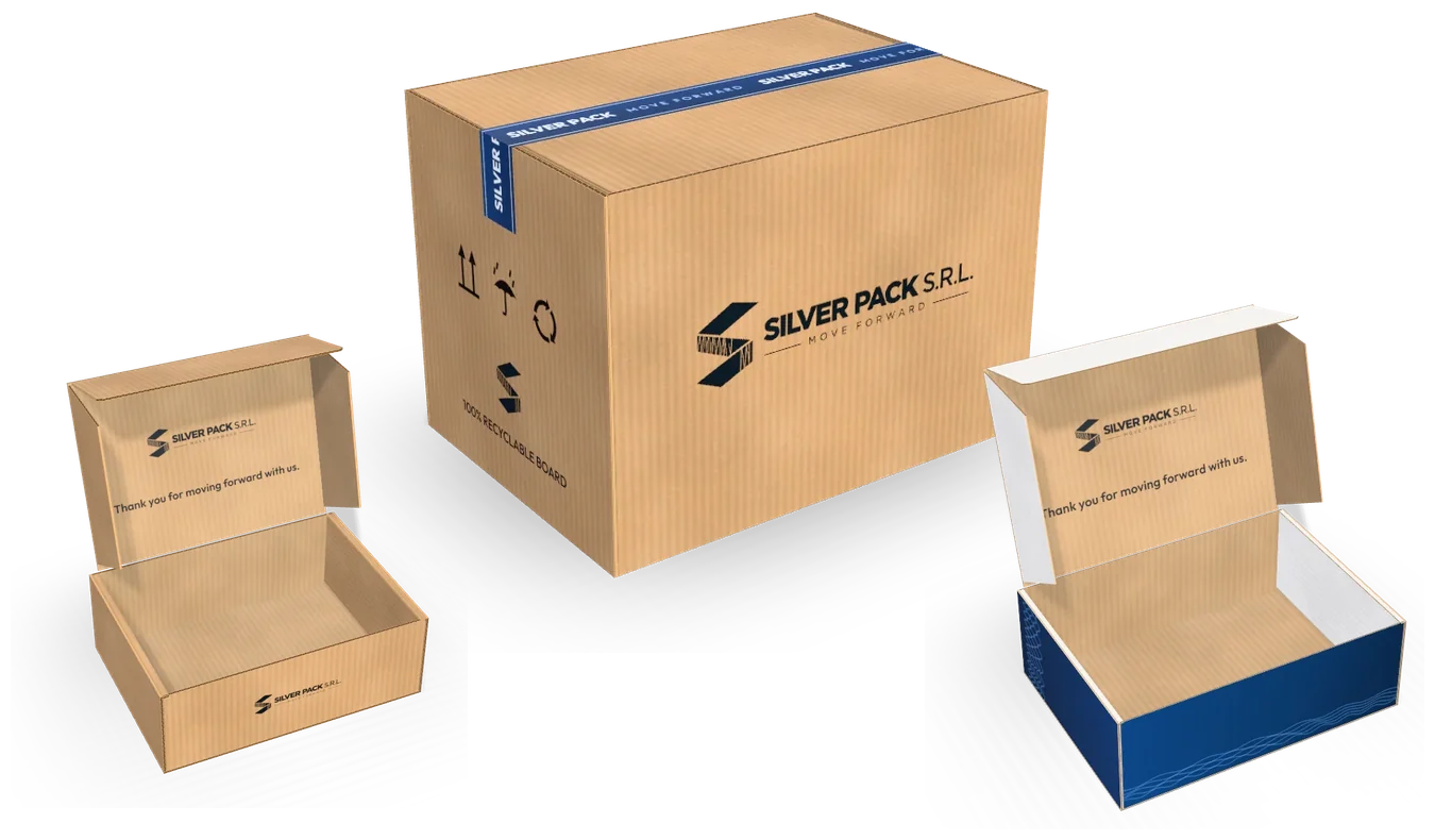 Silver Pack shipping box, e-commerce mailer and premium printed mailer